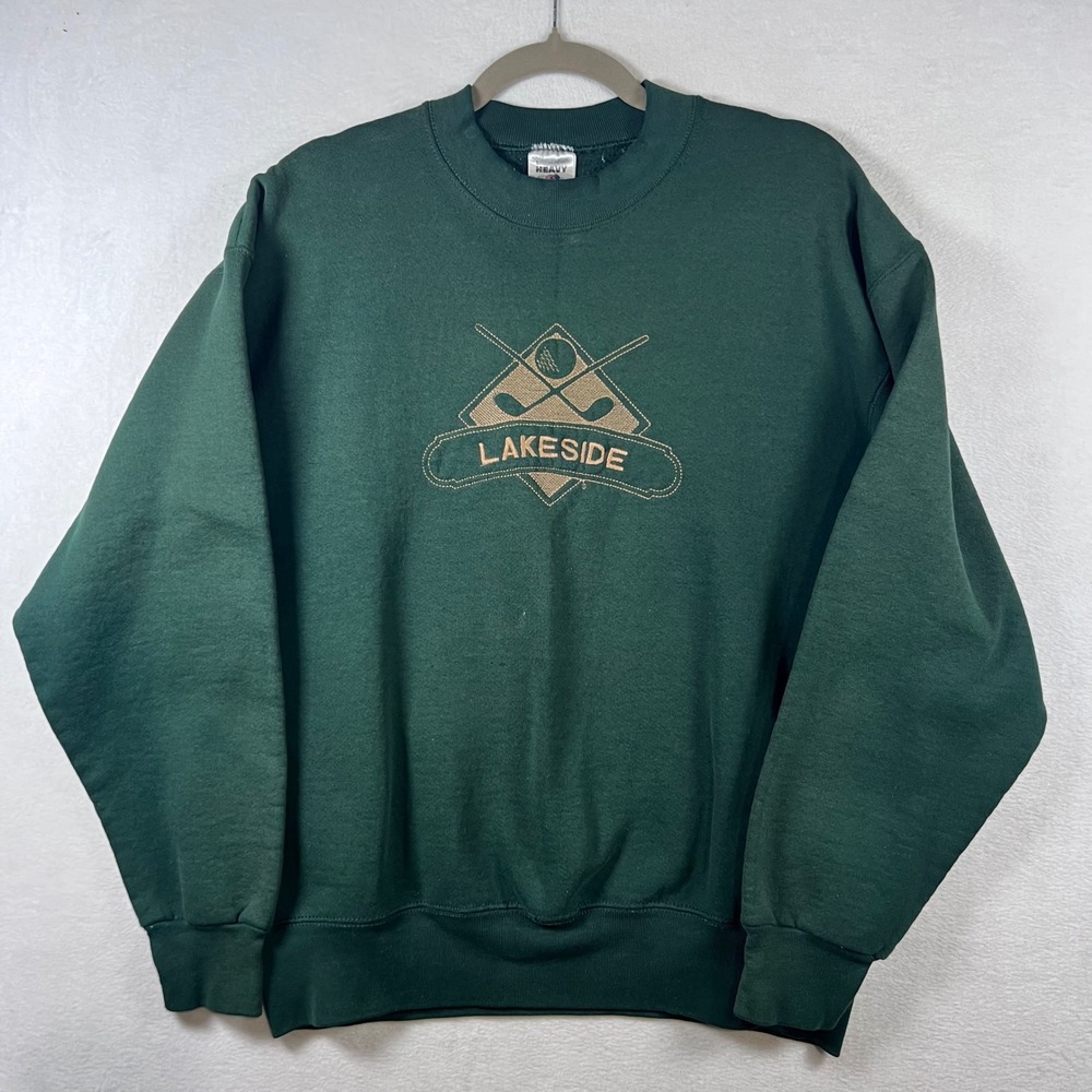 Vintage Fruit of the Loom Lakeside Golf Sweatshirt Green Mens Large Made in USA